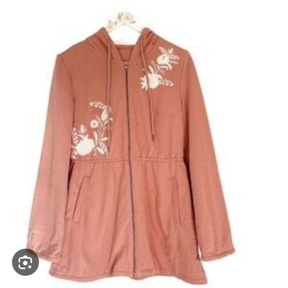 Solitaire embroidered tunic hooded zip up size small